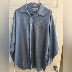 Burberrys of London Button Up
Shirt Blue Stripe USA Made Cotton